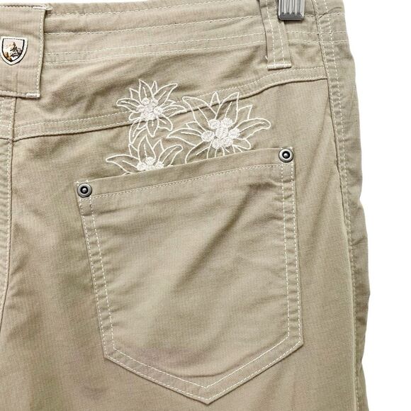 Kuhl Kendra Kapri Capri Pants Size 8 Beige Tan Cropped Hiking Pant Embroidered - Picture 7 of 13